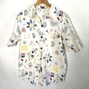 Vintage Separate Issue Button Up Cottagecore Spring Flower Heart Women Size 18W